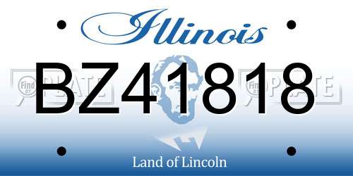 BZ41818 Illinois License Plate