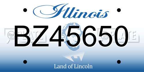 BZ45650 Illinois License Plate