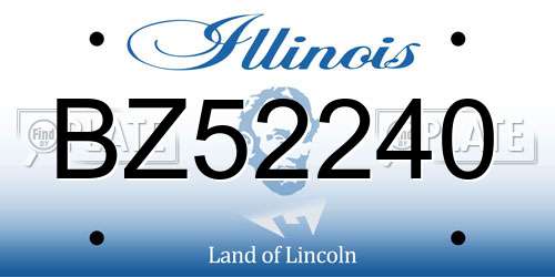 BZ52240 Illinois License Plate