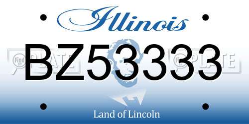 BZ53333 Illinois License Plate