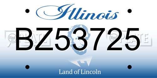 BZ53725 Illinois License Plate