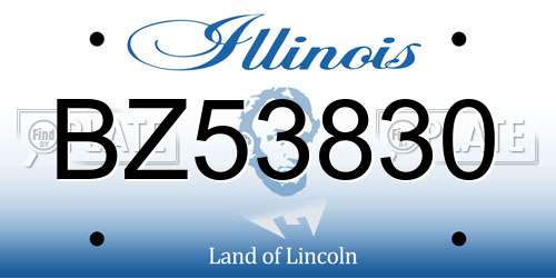 BZ53830 Illinois License Plate