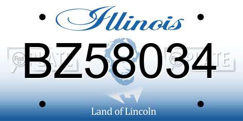 BZ58034 Illinois License Plate