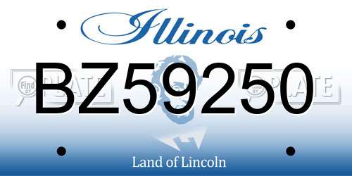 BZ59250 Illinois License Plate