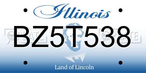 BZ5T538 Illinois License Plate