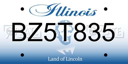 BZ5T835 Illinois License Plate