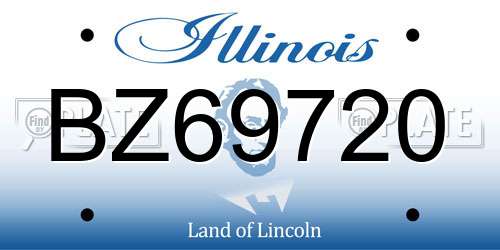 BZ69720 Illinois License Plate