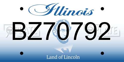 BZ70792 Illinois License Plate