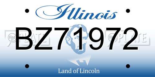 BZ71972 Illinois License Plate