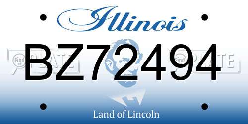 BZ72494 Illinois License Plate