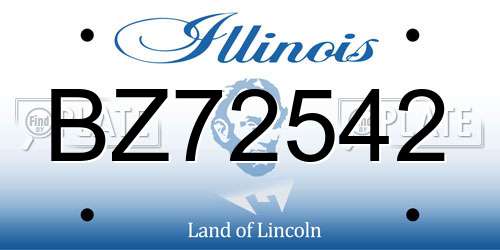 BZ72542 Illinois License Plate
