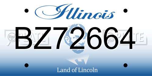 BZ72664 Illinois License Plate