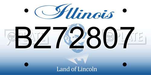BZ72807 Illinois License Plate