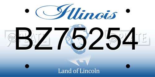 BZ75254 Illinois License Plate