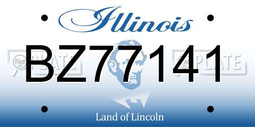 BZ77141 Illinois License Plate