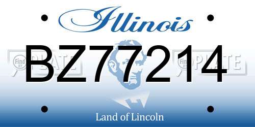 BZ77214 Illinois License Plate