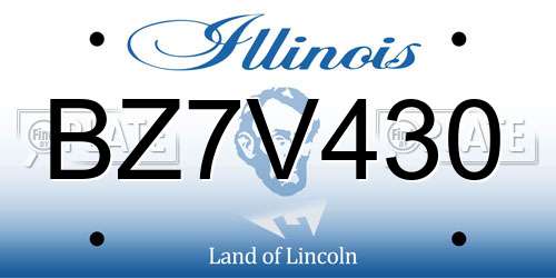 BZ7V430 Illinois License Plate