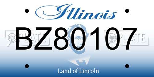 BZ80107 Illinois License Plate