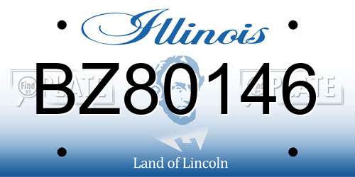 BZ80146 Illinois License Plate