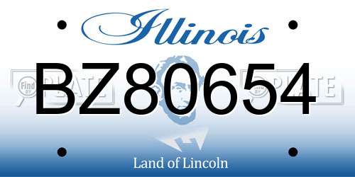 BZ80654 Illinois License Plate