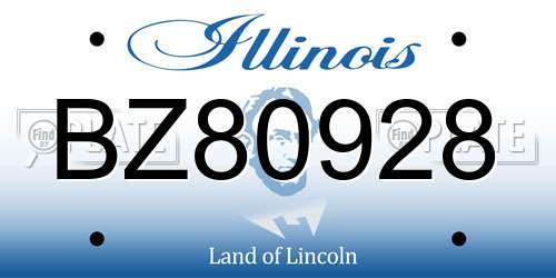 BZ80928 Illinois License Plate