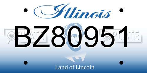 BZ80951 Illinois License Plate