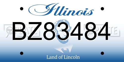 BZ83484 Illinois License Plate