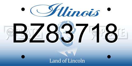 BZ83718 Illinois License Plate