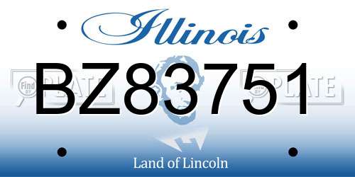BZ83751 Illinois License Plate