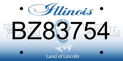 BZ83754 Illinois License Plate