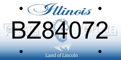 BZ84072 Illinois License Plate