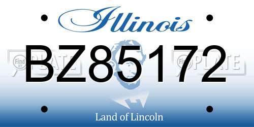 BZ85172 Illinois License Plate