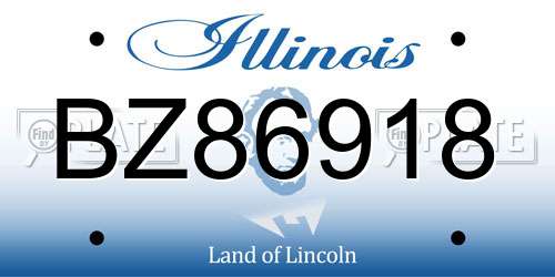 BZ86918 Illinois License Plate
