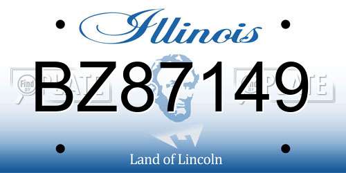 BZ87149 Illinois License Plate