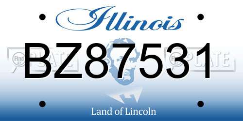 BZ87531 Illinois License Plate