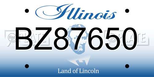 BZ87650 Illinois License Plate