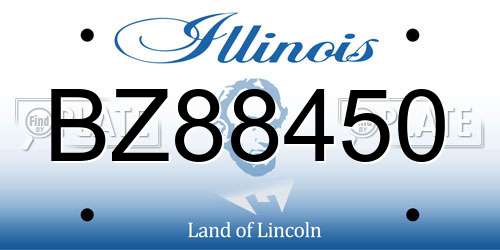 BZ88450 Illinois License Plate