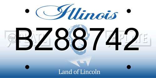 BZ88742 Illinois License Plate