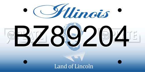 BZ89204 Illinois License Plate