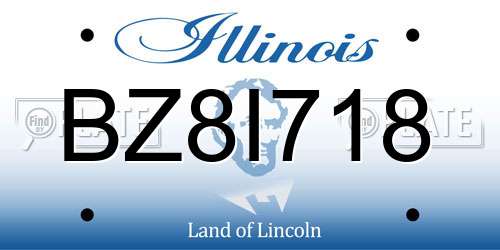 BZ8I718 Illinois License Plate