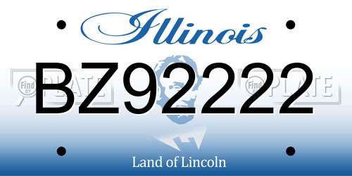BZ92222 Illinois License Plate
