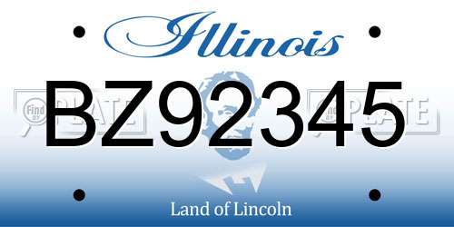BZ92345 Illinois License Plate
