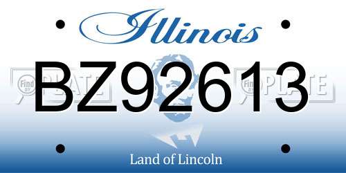 BZ92613 Illinois License Plate