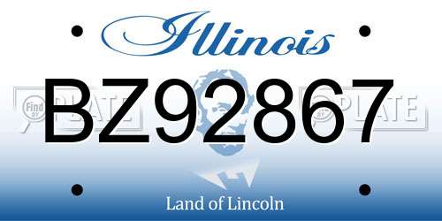 BZ92867 Illinois License Plate