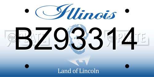 BZ93314 Illinois License Plate