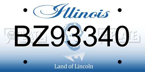 BZ93340 Illinois License Plate