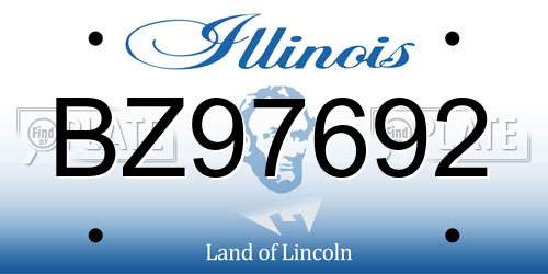 BZ97692 Illinois License Plate
