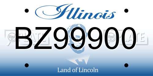 BZ99900 Illinois License Plate