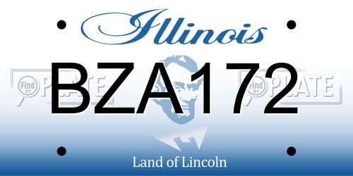 BZA172 Illinois License Plate
