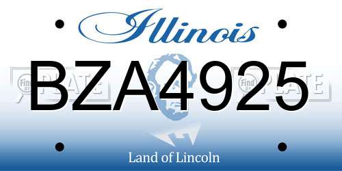BZA4925 Illinois License Plate